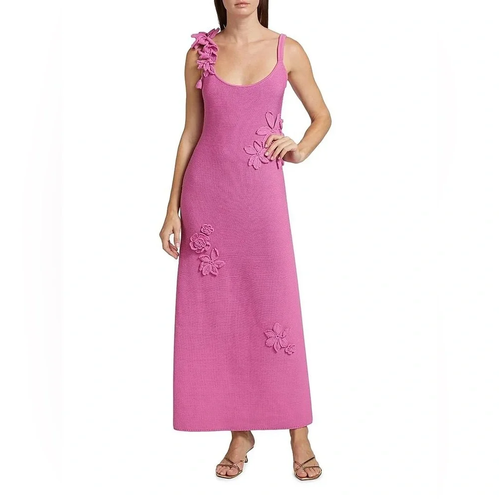 AMUR Allegra Floral Appliqué Knit Midi Dress - Picture 5 of 16